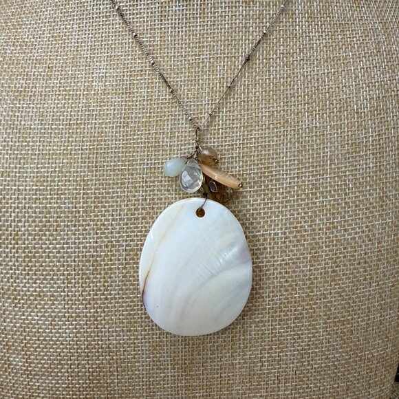J. Jill 925 Italy Shell Pendant Necklace W/ Gemstone Accents On Sterling Silver - Picture 6 of 13